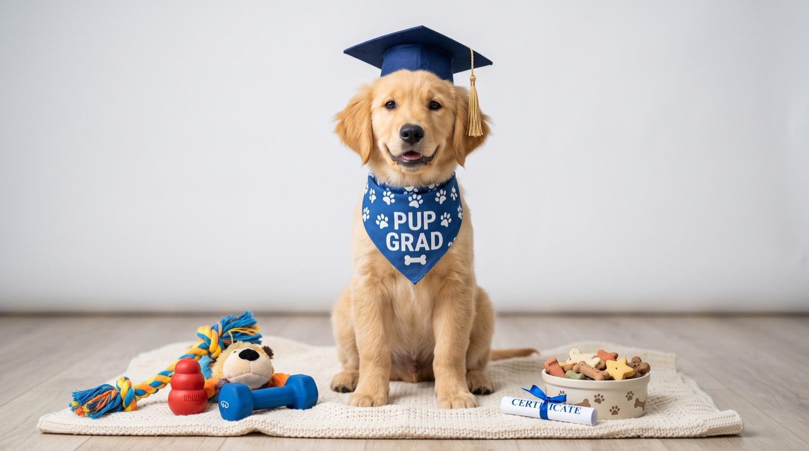 Golden Retriever puppy wearing a collar ready for training